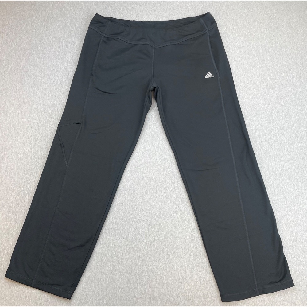 Adidas Pants Womens Large Black Performance Pull On Ankle Logo